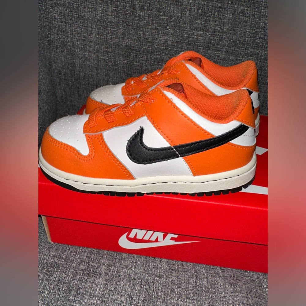 Nike Dunk Low Halloween Safety Orange Black Toddler Size 8C
